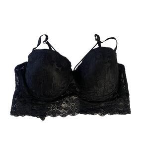 Body Frosting 44D Black Lace Sexy Bra 8-Clasp Closure with Underwire Plus Size